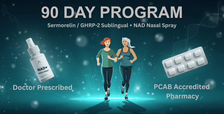 90-Day Sermorelin/GHRP-2 Troche + NAD+ Nasal Spray Vitality Program | $899 Special