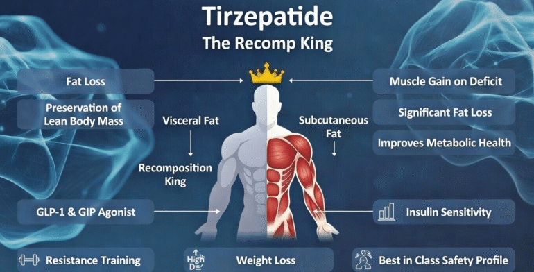 Tirzepatide: The Recomp King – Superior Fat Redistribution, Lean Mass Preservation, and True Body Recomposition